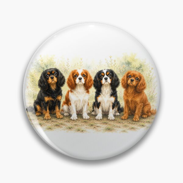 Item preview, Four Cavalier King Charles Spaniels | Cute Watercolor Dog Portrait designed and sold by SakuraWaStyle.
