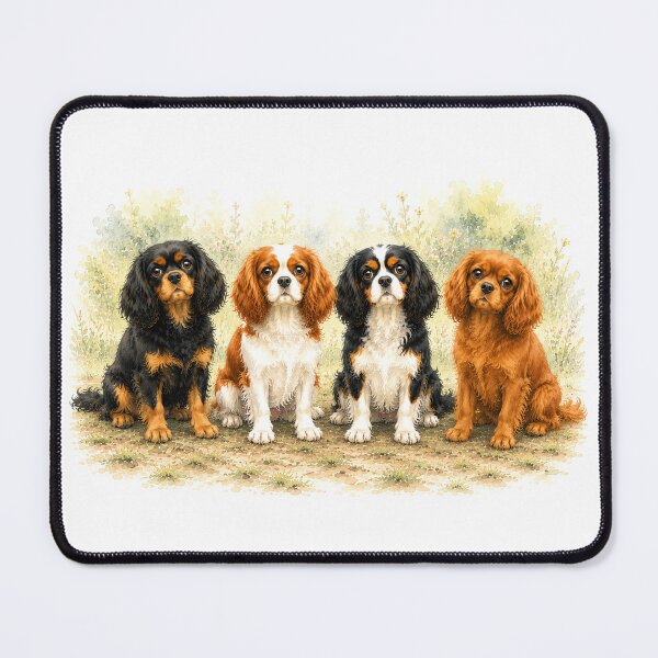 Item preview, Four Cavalier King Charles Spaniels | Cute Watercolor Dog Portrait designed and sold by SakuraWaStyle.