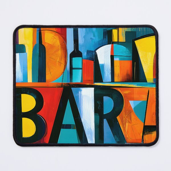 Item preview, Cubist Cocktail Bar - Bottles and Glasses in Bold Geometric Color and Modern Style designed and sold by OlfactoART Studio.