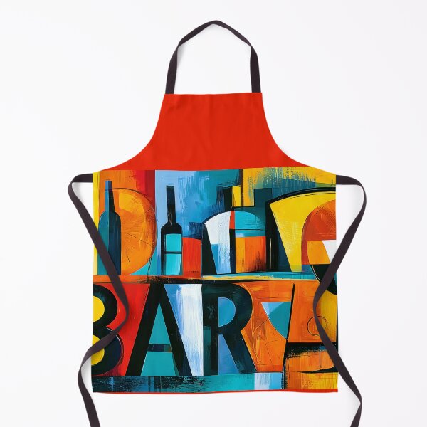 Item preview, Cubist Cocktail Bar - Bottles and Glasses in Bold Geometric Color and Modern Style designed and sold by OlfactoART Studio.