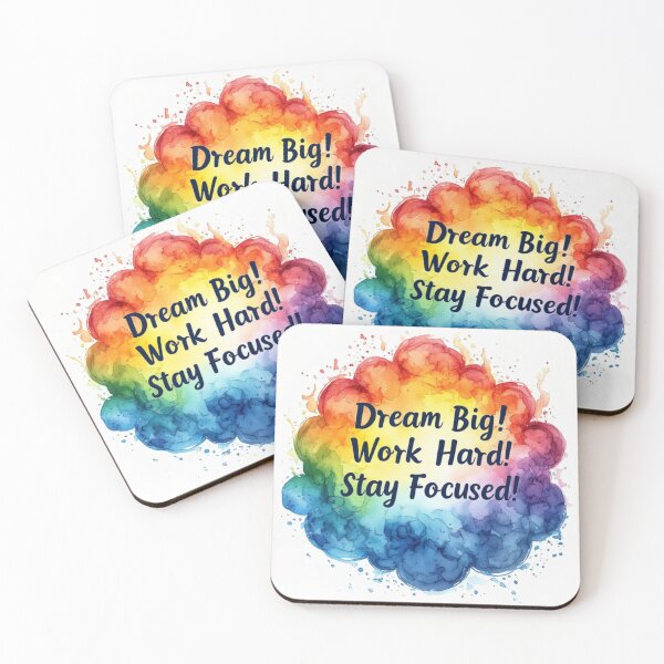 Item preview, Dream Big Work Hard Stay Focused – Rainbow Watercolor Motivational Art designed and sold by Pioneer Spirit Market.
