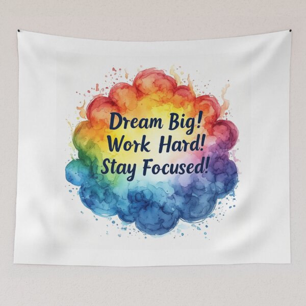 Item preview, Dream Big Work Hard Stay Focused – Rainbow Watercolor Motivational Art designed and sold by Pioneer Spirit Market.