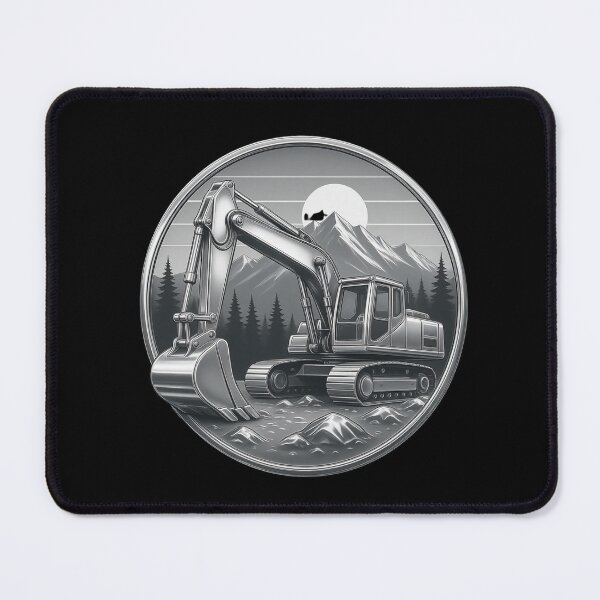 Item preview, Silver Excavator Mountain Landscape Emblem designed and sold by kakmi-art.