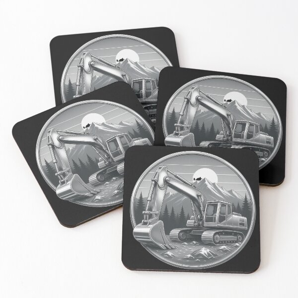 Item preview, Silver Excavator Mountain Landscape Emblem designed and sold by kakmi-art.