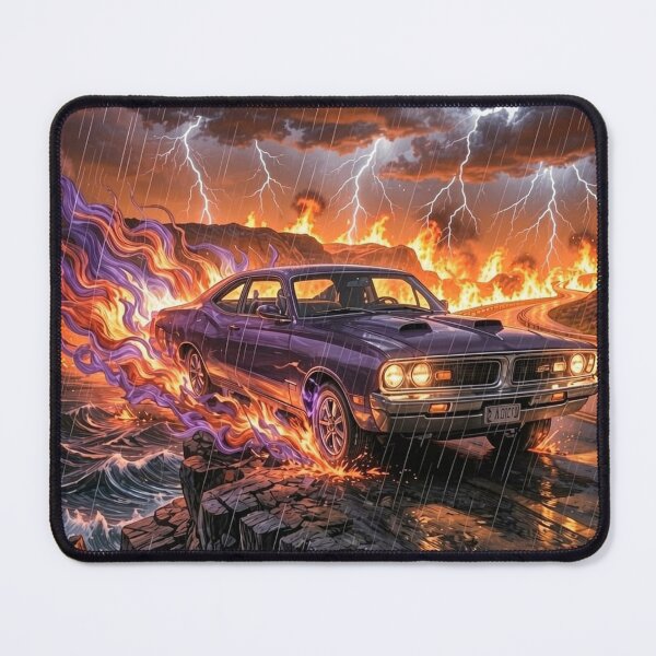 Item preview, Purple Muscle Car Inferno – Epic Lightning Storm Apocalypse designed and sold by Pioneer Spirit Market.