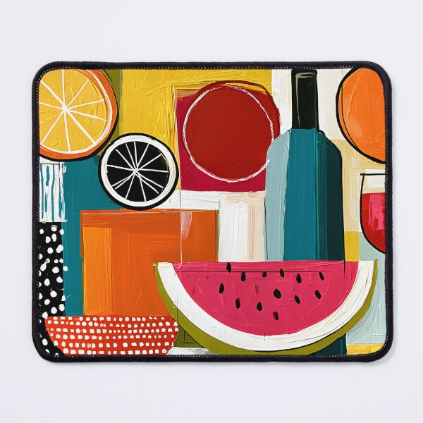 Item preview, Fruit and Wine in Geometric Harmony - Vibrant Still Life with Bold Contemporary Color designed and sold by OlfactoART Studio.