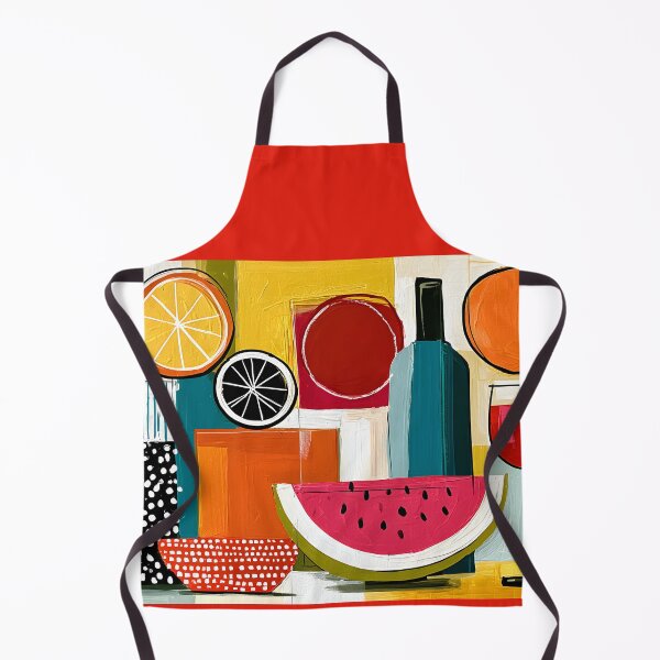 Item preview, Fruit and Wine in Geometric Harmony - Vibrant Still Life with Bold Contemporary Color designed and sold by OlfactoART Studio.