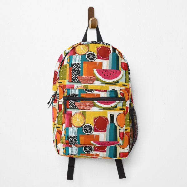 Item preview, Fruit and Wine in Geometric Harmony - Vibrant Still Life with Bold Contemporary Color designed and sold by OlfactoART Studio.