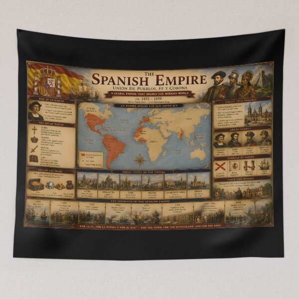 Item preview, The Spanish Empire Poster | Historical World Map of Spain’s Global Empire | Educational Wall Art designed and sold by RockyLambda.