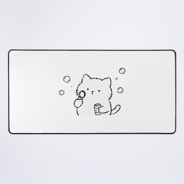 Item preview, シャボン玉 Bubble Cat — Kawaii Japanese Cat Illustration Blowing Bubbles designed and sold by medicalkinoko.