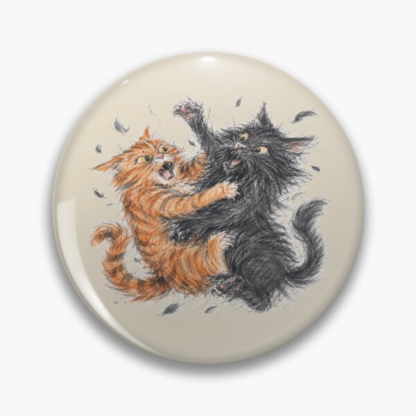 Item preview, Chaotic Cat Fight Sketch Art Funny Orange Black Cats designed and sold by POD DYNASTY.