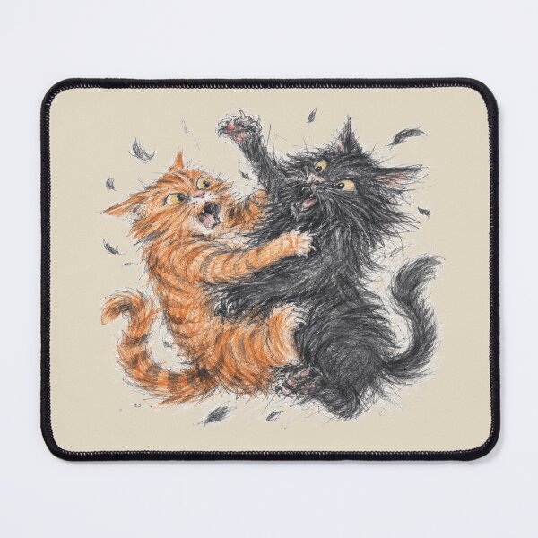 Item preview, Chaotic Cat Fight Sketch Art Funny Orange Black Cats designed and sold by POD DYNASTY.