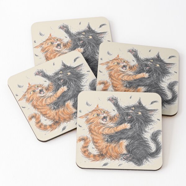 Item preview, Chaotic Cat Fight Sketch Art Funny Orange Black Cats designed and sold by POD DYNASTY.