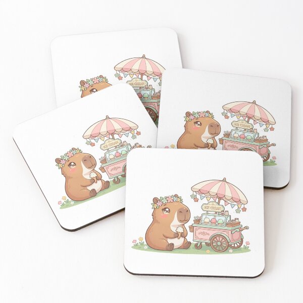 Item preview, Cute Capybara Ice Cream Cart - Kawaii Summer Design designed and sold by AMBAYK.
