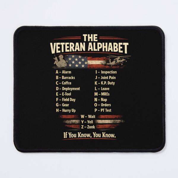 Item preview, Veteran Alphabet Design | Military Humor & Patriotic Veteran Graphic | Veteran Gift Artwork designed and sold by Lina Caro.