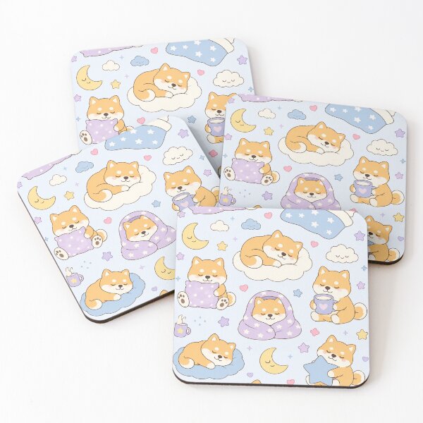 Item preview, Sleepy Shiba Bedtime Kawaii Pattern designed and sold by Soft Berry Studio.