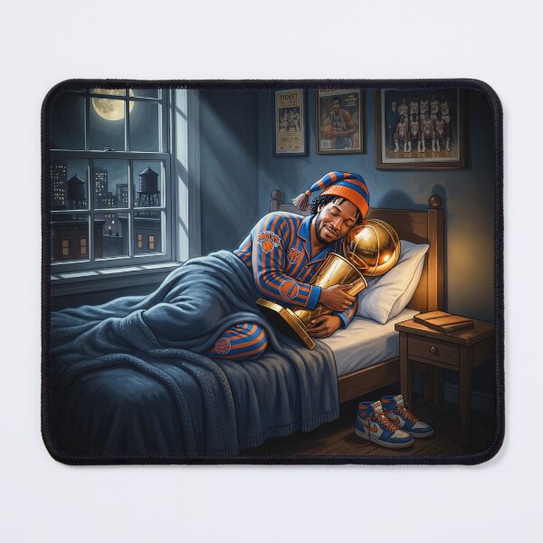 Item preview, Jalen Brunson NY Knicks Sleeping With NBA Finals Trophy designed and sold by Home Decor Art.