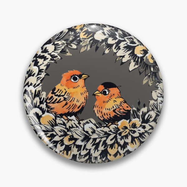 Item preview, Vintage Style Orange Watercolor Bird Couple Leafy Wreath  designed and sold by TackyTime.