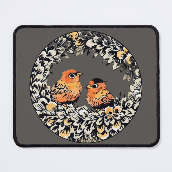 Item preview, Vintage Style Orange Watercolor Bird Couple Leafy Wreath designed and sold by TackyTime.