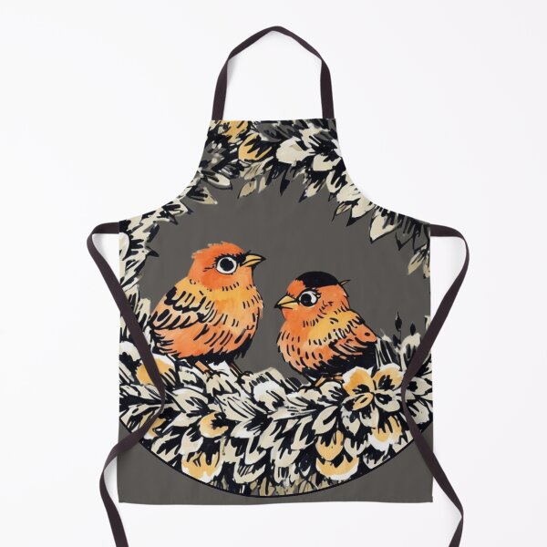 Item preview, Vintage Style Orange Watercolor Bird Couple Leafy Wreath designed and sold by TackyTime.