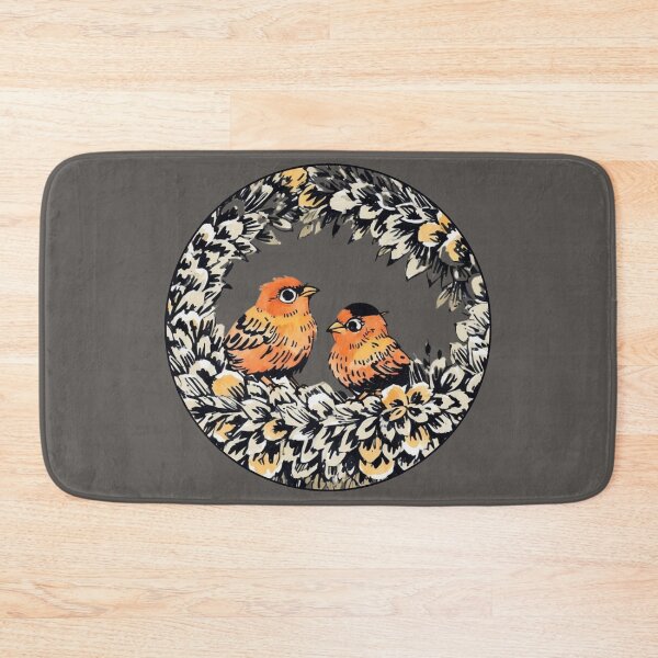 Item preview, Vintage Style Orange Watercolor Bird Couple Leafy Wreath  designed and sold by TackyTime.