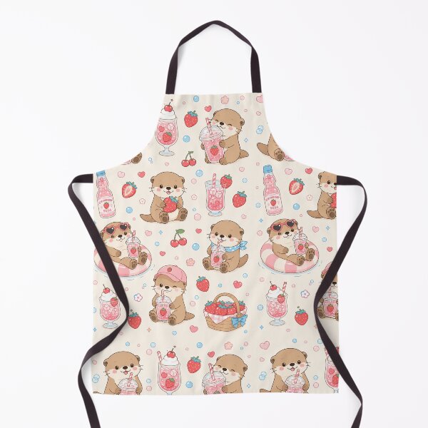 Item preview, Otter Strawberry Soda Kawaii Pattern designed and sold by Soft Berry Studio.