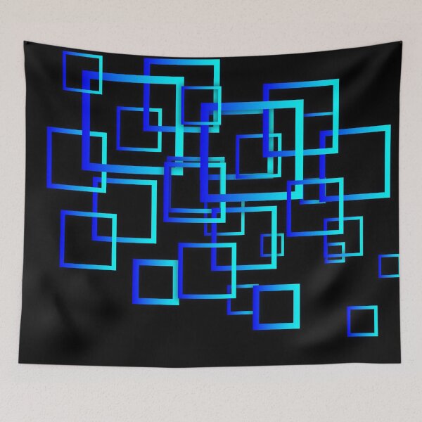 Item preview, Abstract Blue Neon Squares designed and sold by Khadigadesings.