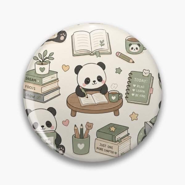 Item preview, Panda Reading Club Kawaii Pattern designed and sold by Soft Berry Studio.