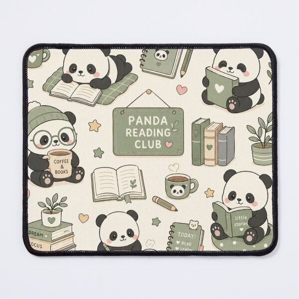 Item preview, Panda Reading Club Kawaii Pattern designed and sold by Soft Berry Studio.