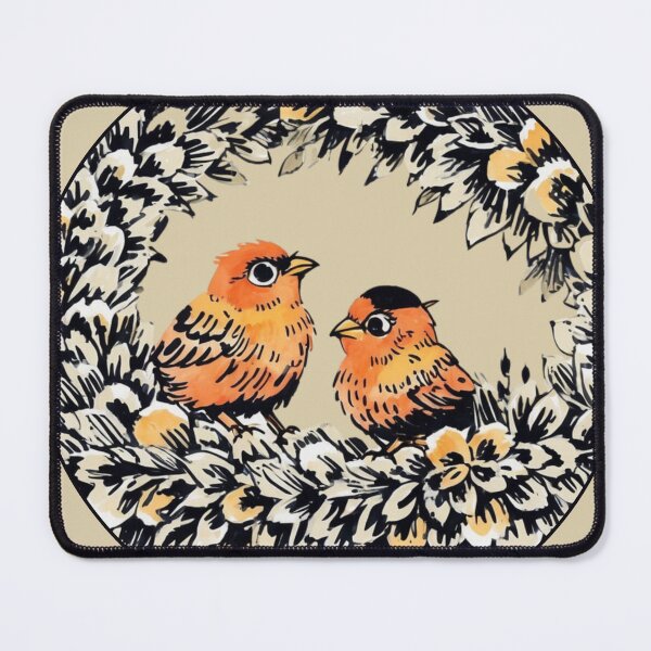 Item preview, Cute Orange Watercolor Bird Couple Leafy Wreath  designed and sold by TackyTime.