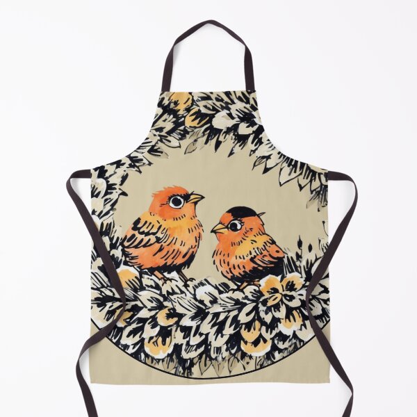 Item preview, Cute Orange Watercolor Bird Couple Leafy Wreath designed and sold by TackyTime.