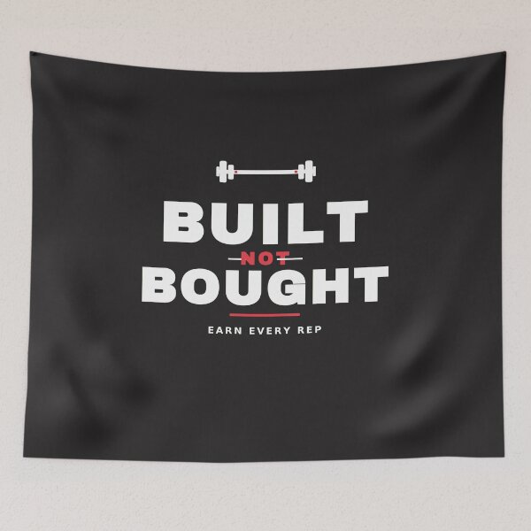 Item preview, Built Not Bought Gym Shirt — Weightlifting Workout Tee (White Print) designed and sold by UrbanPrintVibes.