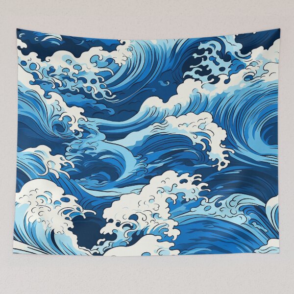 Item preview, Asian Ocean Waves Teal Blue And Seafoam Designs  designed and sold by DEC02.