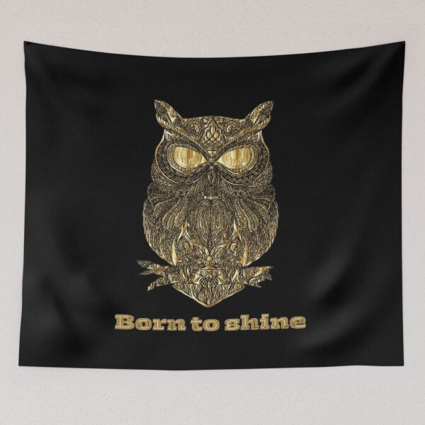 Item preview, Gold Owl Born To Shine Artwork | Luxury Design designed and sold by Rawafi Art Studio.