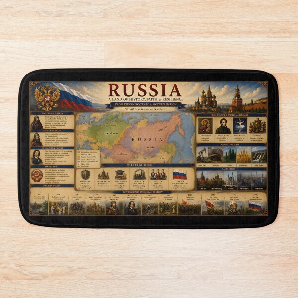 Item preview, Russia History Poster | Descriptive Russian Empire Map | Historical Infographic Map designed and sold by RockyLambda.