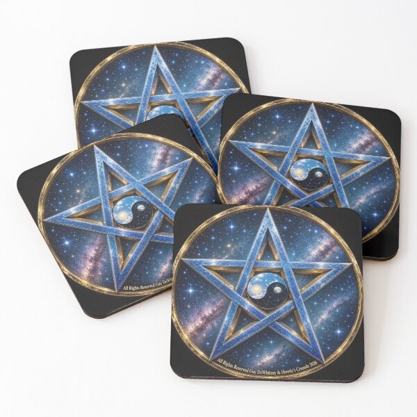 Item preview, Cosmic Pentagram Yin Yang Galaxy Star Chart Sacred Geometry Space Art designed and sold by HereticsCrusade.