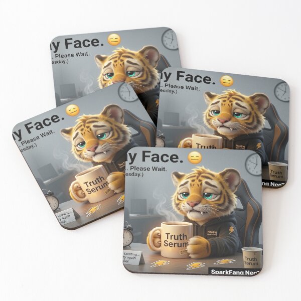 Item preview, NeoTig SparkFang Monday Face — System Loading Please Try Again Tuesday designed and sold by NeoTigLuna.