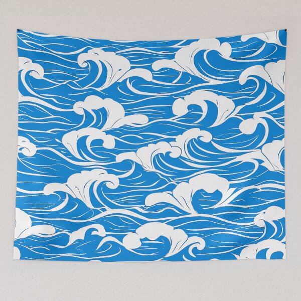 Item preview, Asian-Style Sky-Blue Foamy Ocean Waves Design designed and sold by DEC02.