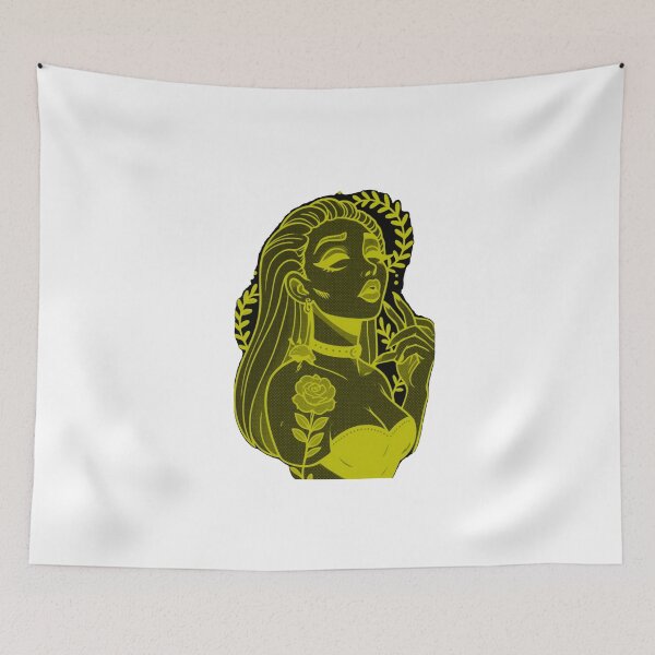Item preview, Neon Yellow Spider Woman Cyberpunk Art designed and sold by Ideniquo.