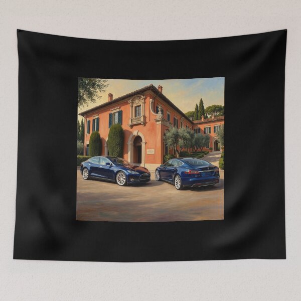 Item preview, Two Blue Tesla Model S Luxury Italian Villa Art designed and sold by UmSkelig834.