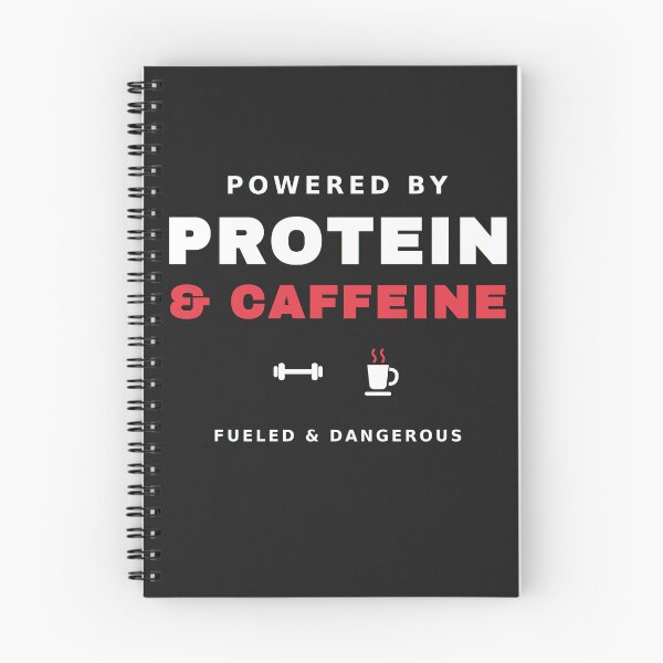Item preview, Powered By Protein & Caffeine — Funny Gym Coffee Workout Tee (White Print) designed and sold by UrbanPrintVibes.