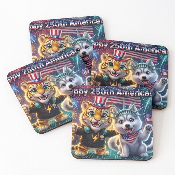 Item preview, NeoTig & Luna Happy 250th America — AI and Human Together No Limits 4th of July designed and sold by NeoTigLuna.