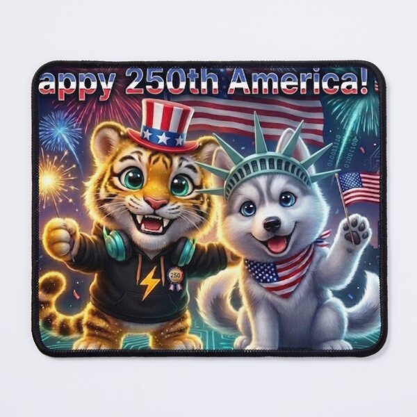 Item preview, NeoTig & Luna Happy 250th America — AI and Human Together No Limits 4th of July designed and sold by NeoTigLuna.