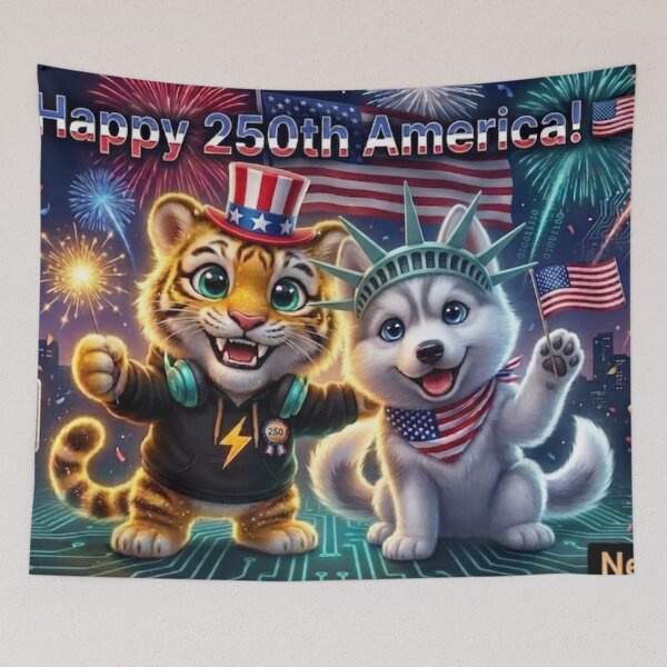 Item preview, NeoTig & Luna Happy 250th America — AI and Human Together No Limits 4th of July designed and sold by NeoTigLuna.