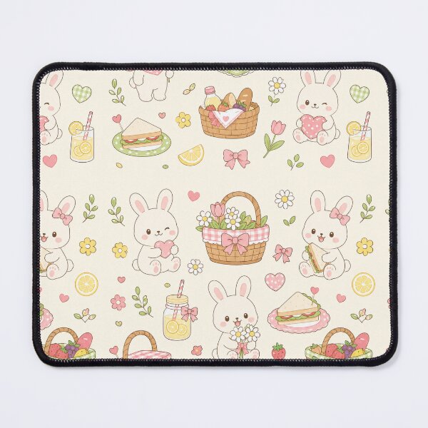 Item preview, Bunny Picnic Basket Kawaii Pattern designed and sold by Soft Berry Studio.