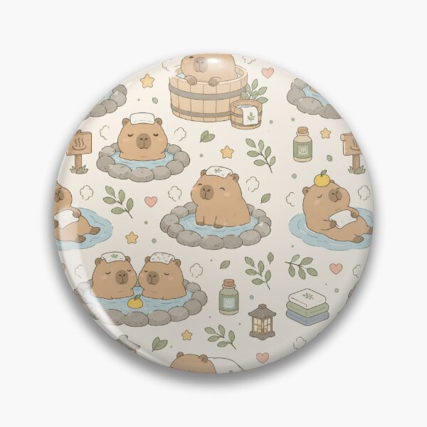Item preview, Capybara Hot Springs Kawaii Pattern designed and sold by Soft Berry Studio.
