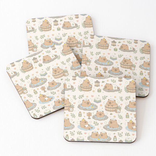 Item preview, Capybara Hot Springs Kawaii Pattern designed and sold by Soft Berry Studio.