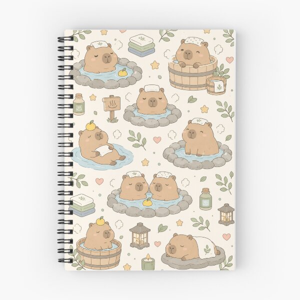 Item preview, Capybara Hot Springs Kawaii Pattern designed and sold by Soft Berry Studio.