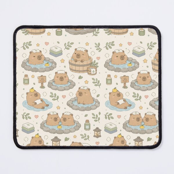 Item preview, Capybara Hot Springs Kawaii Pattern designed and sold by Soft Berry Studio.