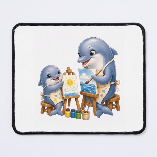 Item preview, Cute Dolphin Artists Painting Together designed and sold by Passionread.